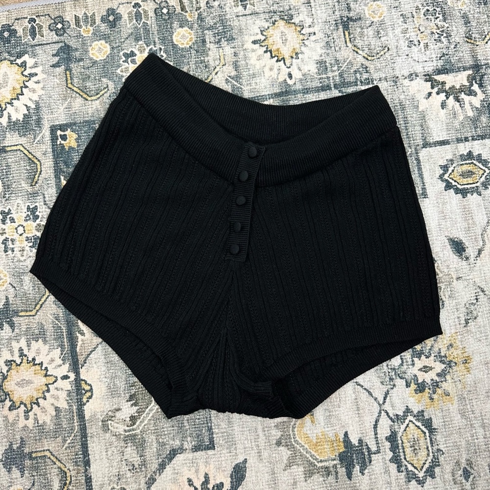 For Love And Lemons black knit camille shorts size small